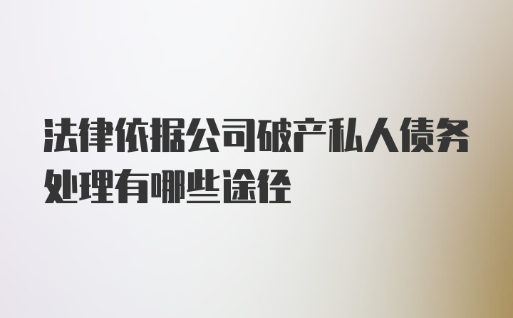 法律依据公司破产私人债务处理有哪些途径