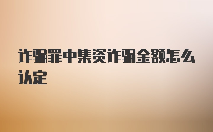 诈骗罪中集资诈骗金额怎么认定