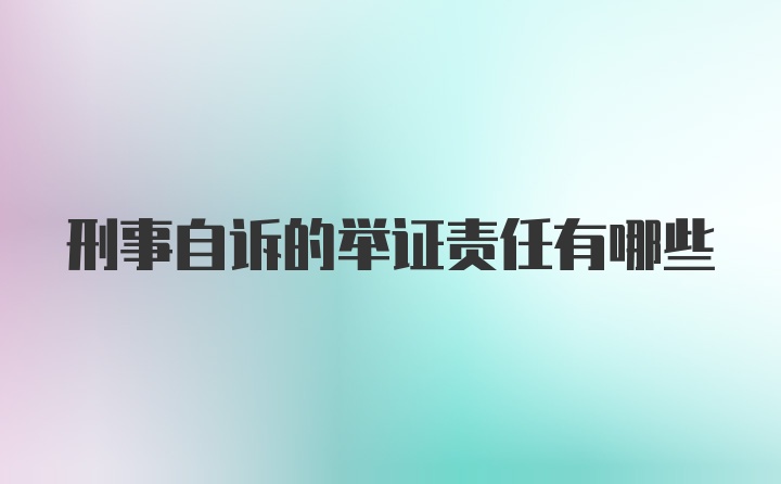 刑事自诉的举证责任有哪些