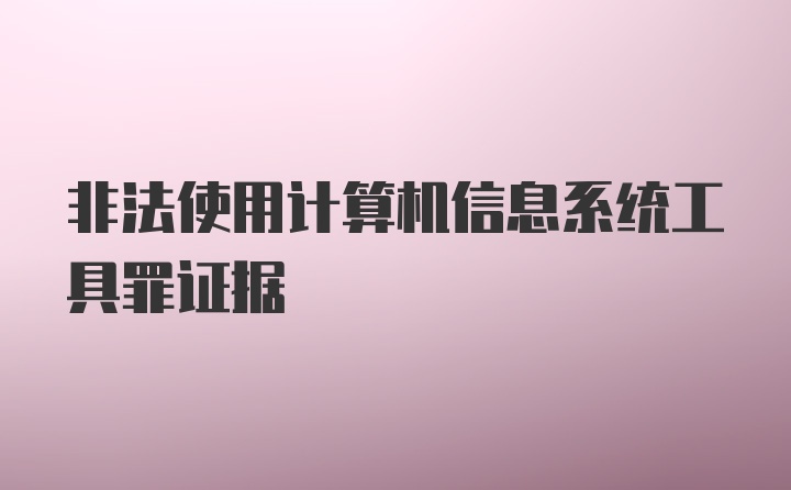 非法使用计算机信息系统工具罪证据