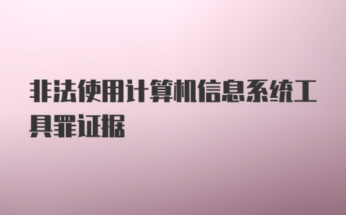 非法使用计算机信息系统工具罪证据