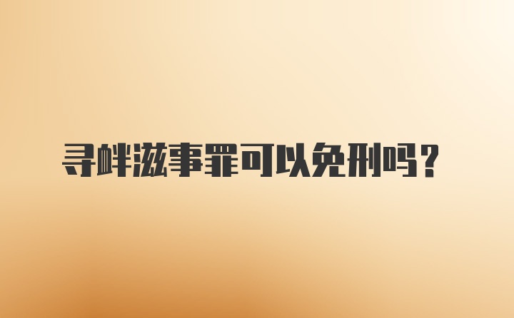 寻衅滋事罪可以免刑吗？