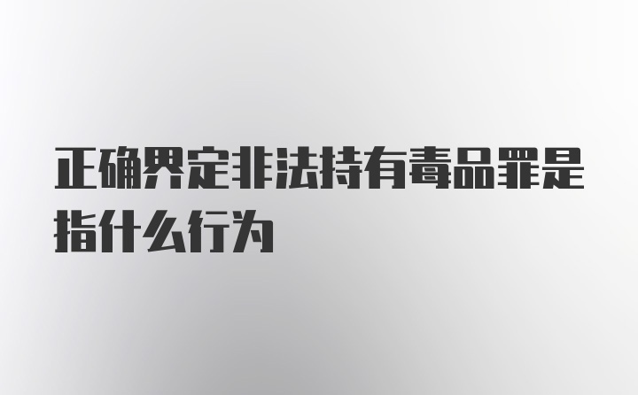 正确界定非法持有毒品罪是指什么行为