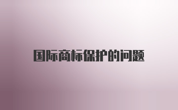 国际商标保护的问题