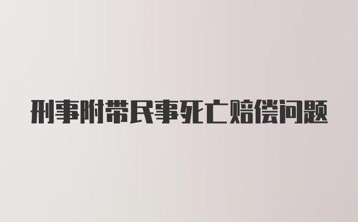 刑事附带民事死亡赔偿问题