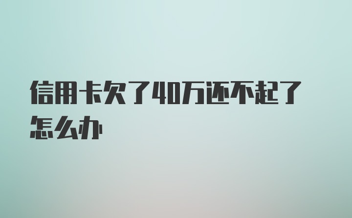 信用卡欠了40万还不起了怎么办