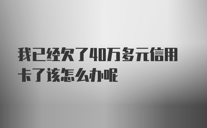 我已经欠了40万多元信用卡了该怎么办呢