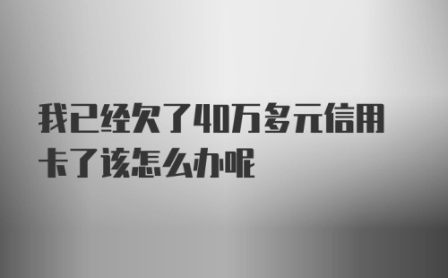 我已经欠了40万多元信用卡了该怎么办呢