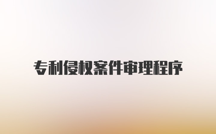 专利侵权案件审理程序