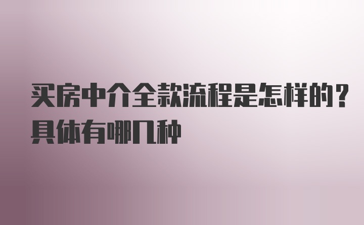 买房中介全款流程是怎样的？具体有哪几种