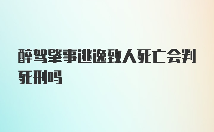 醉驾肇事逃逸致人死亡会判死刑吗