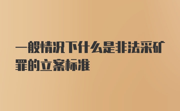 一般情况下什么是非法采矿罪的立案标准