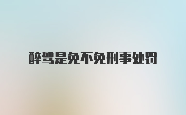 醉驾是免不免刑事处罚