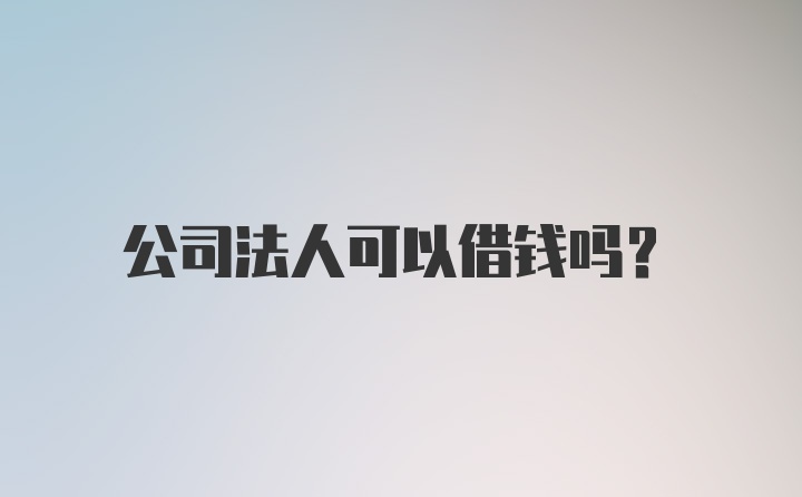 公司法人可以借钱吗？