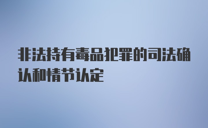 非法持有毒品犯罪的司法确认和情节认定