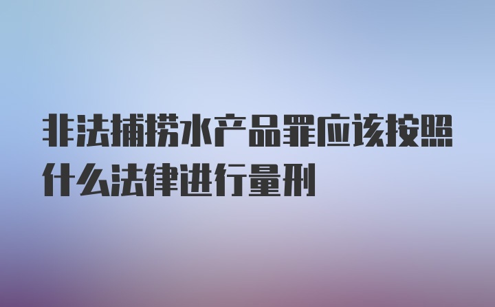 非法捕捞水产品罪应该按照什么法律进行量刑