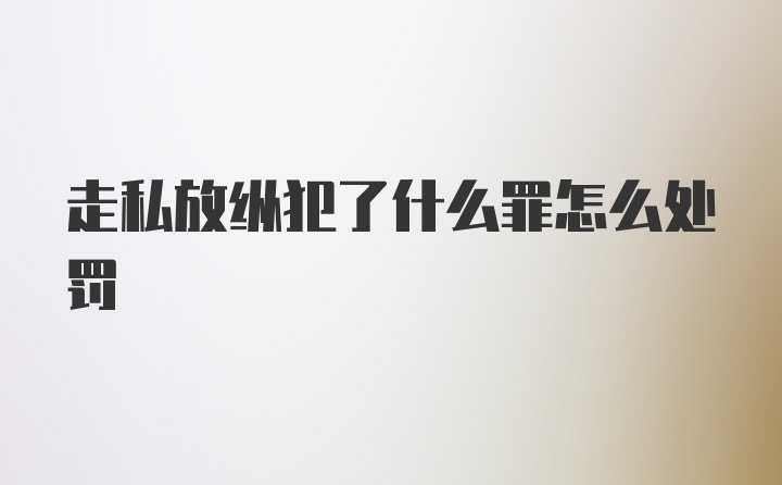 走私放纵犯了什么罪怎么处罚