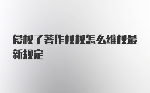 侵权了著作权权怎么维权最新规定