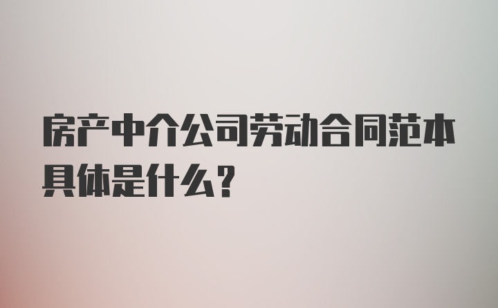 房产中介公司劳动合同范本具体是什么？