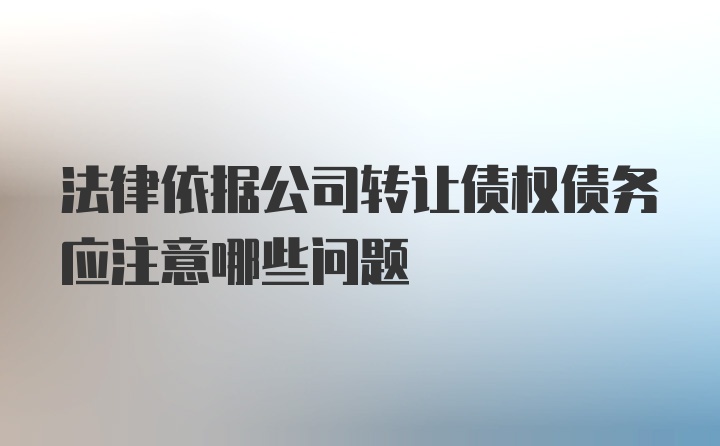 法律依据公司转让债权债务应注意哪些问题