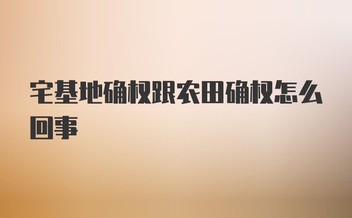 宅基地确权跟农田确权怎么回事