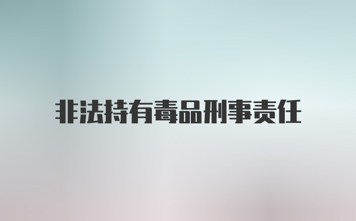 非法持有毒品刑事责任