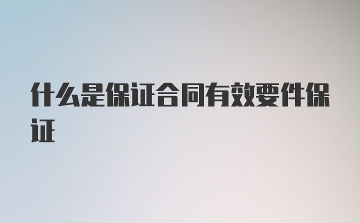 什么是保证合同有效要件保证