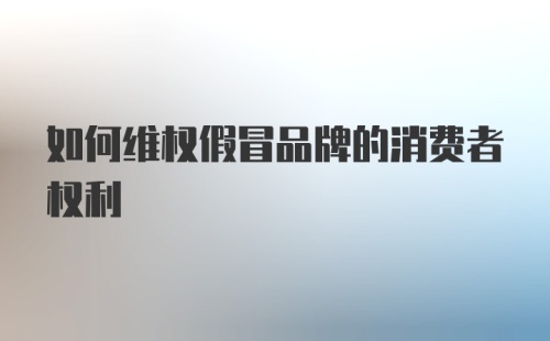 如何维权假冒品牌的消费者权利