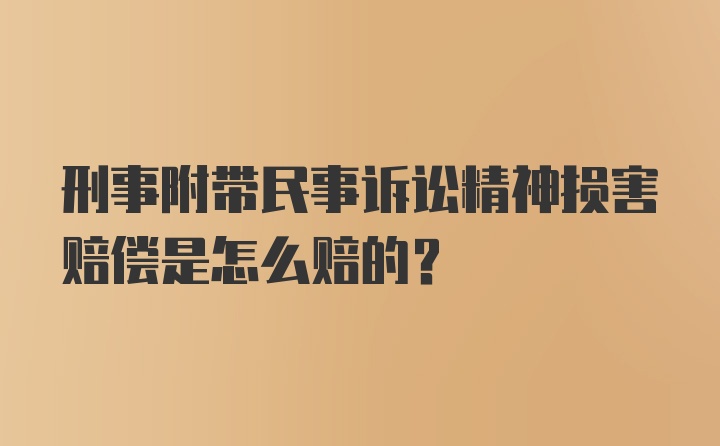 刑事附带民事诉讼精神损害赔偿是怎么赔的？