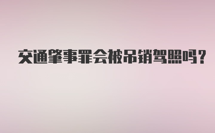 交通肇事罪会被吊销驾照吗？