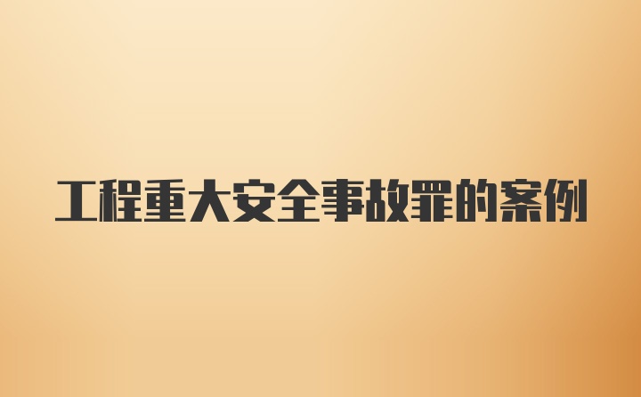 工程重大安全事故罪的案例