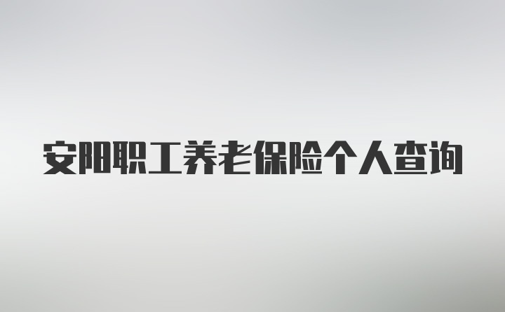 安阳职工养老保险个人查询