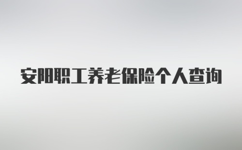 安阳职工养老保险个人查询