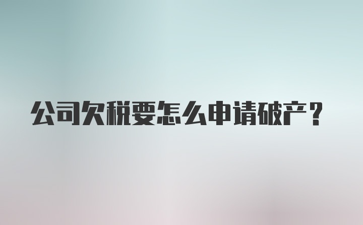 公司欠税要怎么申请破产?