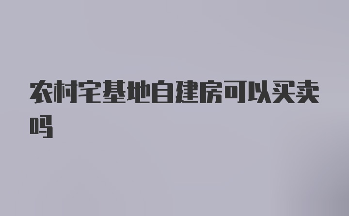 农村宅基地自建房可以买卖吗