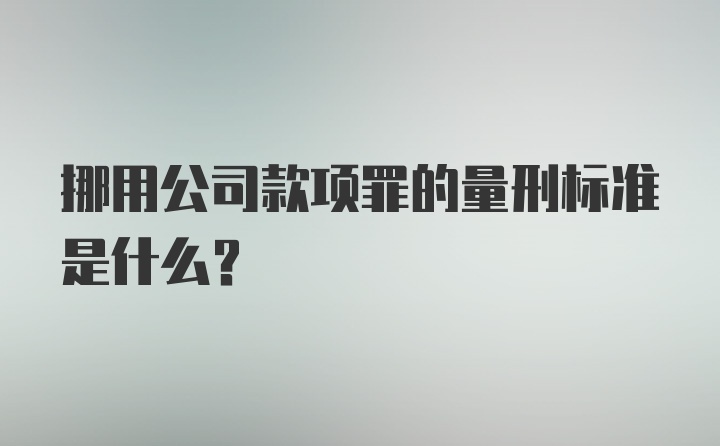 挪用公司款项罪的量刑标准是什么？