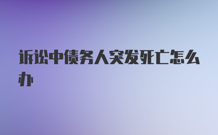 诉讼中债务人突发死亡怎么办