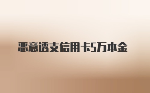 恶意透支信用卡5万本金