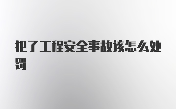 犯了工程安全事故该怎么处罚