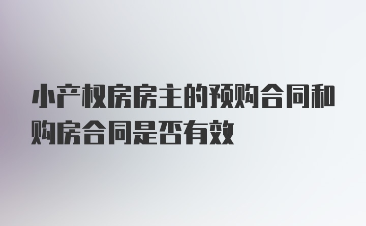 小产权房房主的预购合同和购房合同是否有效