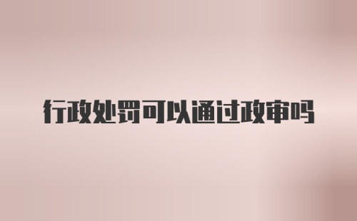 行政处罚可以通过政审吗