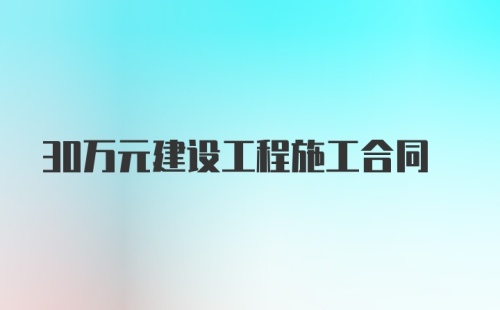 30万元建设工程施工合同