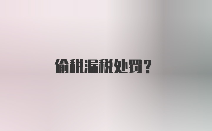 偷税漏税处罚？