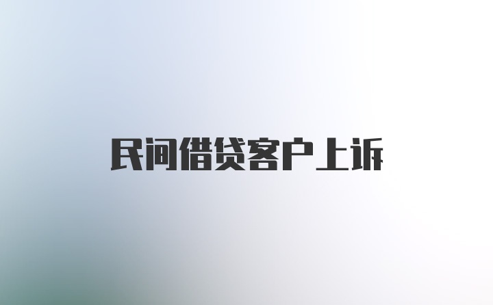 民间借贷客户上诉