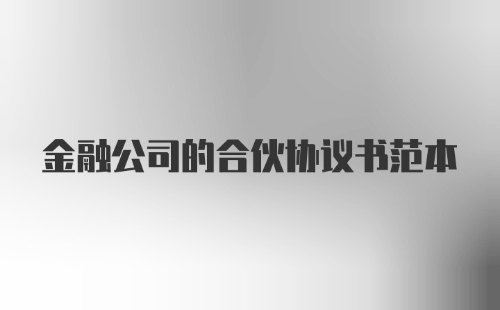 金融公司的合伙协议书范本