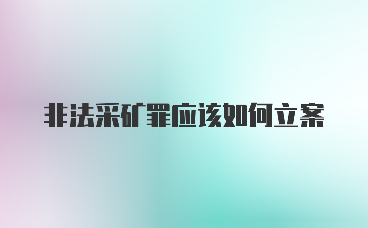 非法采矿罪应该如何立案