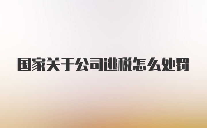 国家关于公司逃税怎么处罚