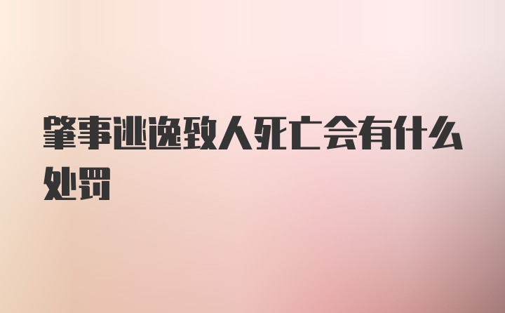 肇事逃逸致人死亡会有什么处罚