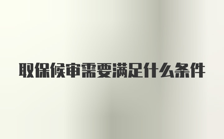 取保候审需要满足什么条件