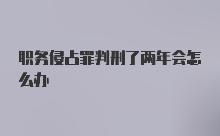 职务侵占罪判刑了两年会怎么办